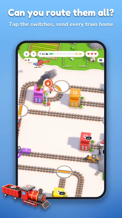 Can you route them all? Tap the switches, send every train home